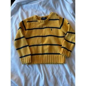 Vintage POLO Ralph Lauren Kids Boys Yellow Stripes Crew Neck Sweater Size 4